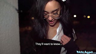 Public Agent Capri Lmonde is plowed rock-hard over a washing machine by a hefty beefstick