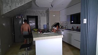Accident with wet white T-shirt turns into passionate sex with busty stepsister