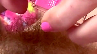 Nail Polishing and Hairy Pussy Amateur