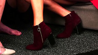 Amateur CFNM babes jerking off a guy