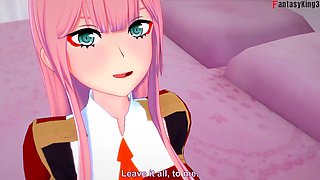 Zero Two gets busy in this full POV anime scene from Darling in the Franxx