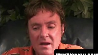 Tatted mature strokes aggressively and jacks his nuts