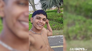 Super cute latino boy with abs and monster dick