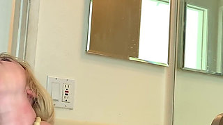 Stepson drills his stepmother while stepdad is in the shower