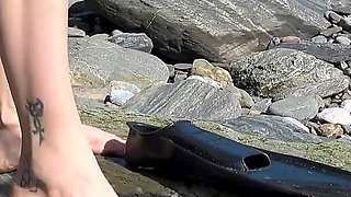 Rubber Fins, Wet Wetsuit & a Naughty Foot Fetish Tease on My Private Beach