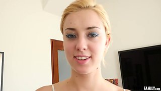 Hot stepsister lets her brother nail her skinny puss