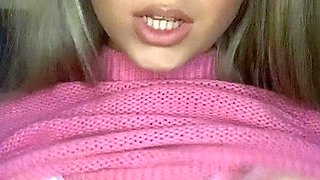 Blonde tight pussy babe solo toy fun in glamour masturbation