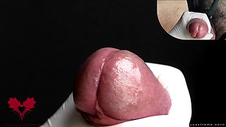 Glans Game with White Latex Gloves in Super-closeup