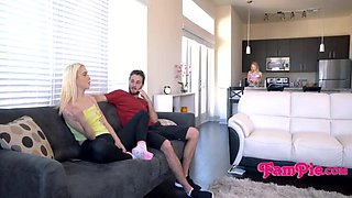 Step Family Threesome Blowjob - Petite Stepsis & Stepbro Taboo Fuck