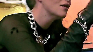 Stina Stone Femdom Feetworship Barefeet Licking Foot Gagging by German Mistress in Leather Gloves Part 1