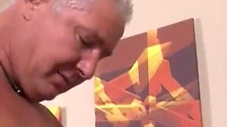 Big ass blonde girl loves mature cock in pussy in mouth