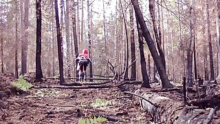 Femdom Humiliation Outdoor: Latex Mistress and Rubber Submissive