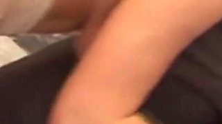 Stunning blonde babe in pantyhose is pleasing big cock with her feet