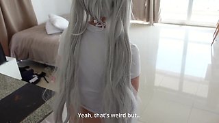 Sweet teenage elf gets fucked in her throat and pussy by an impressive meat