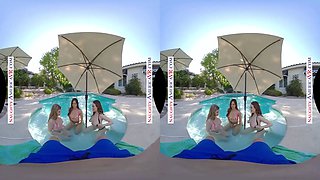 Naughty America - Coed babes, Alexia Anders, Harlow West, & Jackie Hoff, share the only cock available at the pool