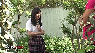 Mizuki Runa And Runa Mizuki - Kinky Asian Beauty Enjoys Giant Dildo In Her Back Yard Porn Showdown