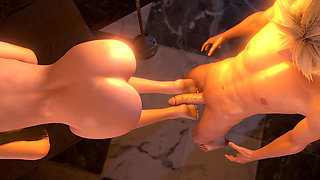 Tifa Is Giving Cloud a Footjob - Final Fantasy