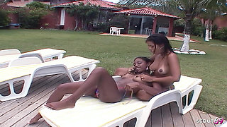 Latina Teens on Vacation Watched with Giant Toy During Lesbian Sex