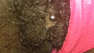 Flashing Rubbing My Tight Hairy Pussy Closeup