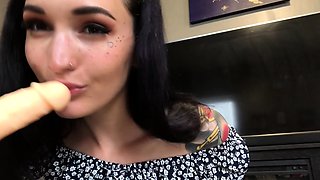Stacked brunette goes solo toys and masturbation