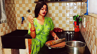 Hot Indian bhabhi in nighty fucked by devar in kitchen