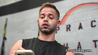 Asian swaps remote vibrator for penis at the gym