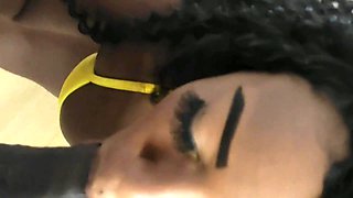 Fat ass ebony mom in yellow bikini fucking in amateur black on black action - Blowjob