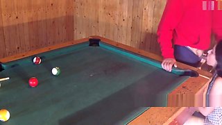 Sexy brunette fucked on the pool table