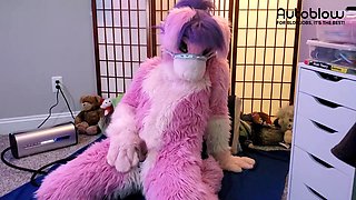 Pink furry Vicky Tart CANNOT GET ENOUGH of VacuGlide.