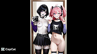 AI Generated Chav Goth Retro Wife Cartoon Babes Animated Slideshow Compilation sexy girls