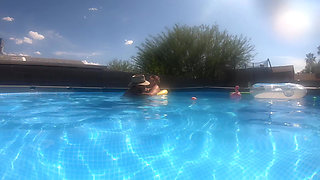 Pregnant Sex in the Pool Outside