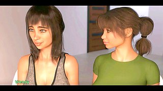 Futanari lesbian mother and her futanari girls in wild 3D anime action