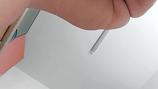 Hairy brunette pussy, big tits, sensual hairy woman in the kitchen. Sexy MILF, hairy pussy, big ass