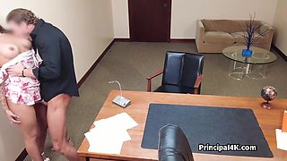 Head teacher banging slutty Latina cougar on his office desk