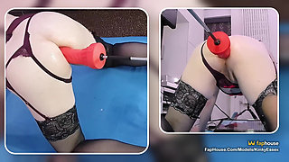 Big Dildo Anal Masturbation on the Fucking Machine