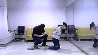Chinese bondage in white socks