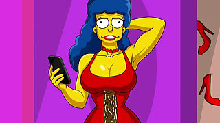 Wife Cheats on Her Husband with a Fitness Trainer. Cartoon. Simpsons Parody