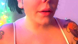 Glamour babe with big boobs masturbates in lingerie