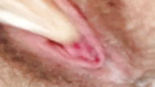 Rolling Pin In My Hairy Pissing Pussy