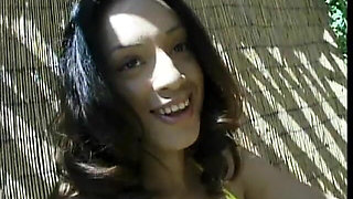 Brunette Teen Gives Long Blowjob Outside