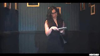 Leana Lovings Nerdy Glasses Girl Wrecked by Huge Monster Cock in Toilet BDSM Bondage