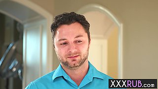 Luscious teenage masseuse foot job and bj