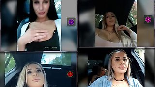 Mv458 funny 4 cam girls in the same car same time