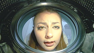 Stupid wife stuck in a washing machine and was hard fucked by husband's friend - Cheating Teen Spooky Boogie