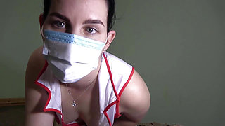 Robot Nurse Activated and Masturbates in Medical Gloves
