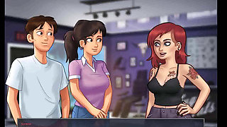 Summertime saga: girl is making a tattoo on her ass ep 128