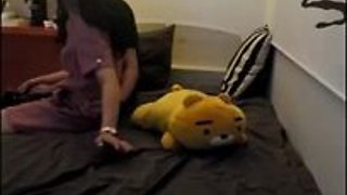 Korean stunner is hotwife on her playmate not knowing about a covert camera in the guest room