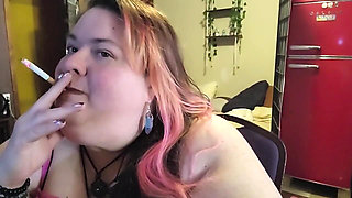 SSBBW Smoking While Playing with My Neck and Massive Arms