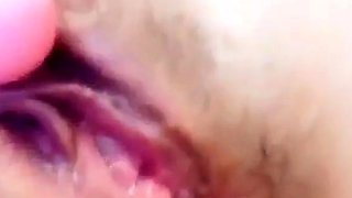 Big-Ass Girlfriend's Creamy Orgasm with Vibrator Caught on C