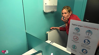 Blonde Office Slut Fucked in Company Toilet!!